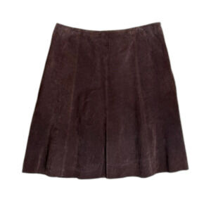 Daisy Fuentes Dark Brown Suede Skirt Women 12 Pleated Knee Length A Line